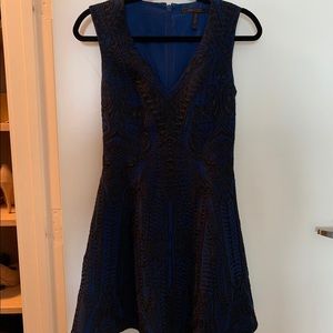 Navy blue with black details mini dress